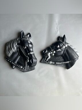 Vintage Miller Studios 60’s Chalkware Horse Head Wall Plaques - Set of 2